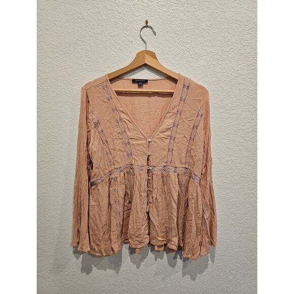 American Eagle Terracotta boho bell blouse sz Medium - Picture 2 of 4